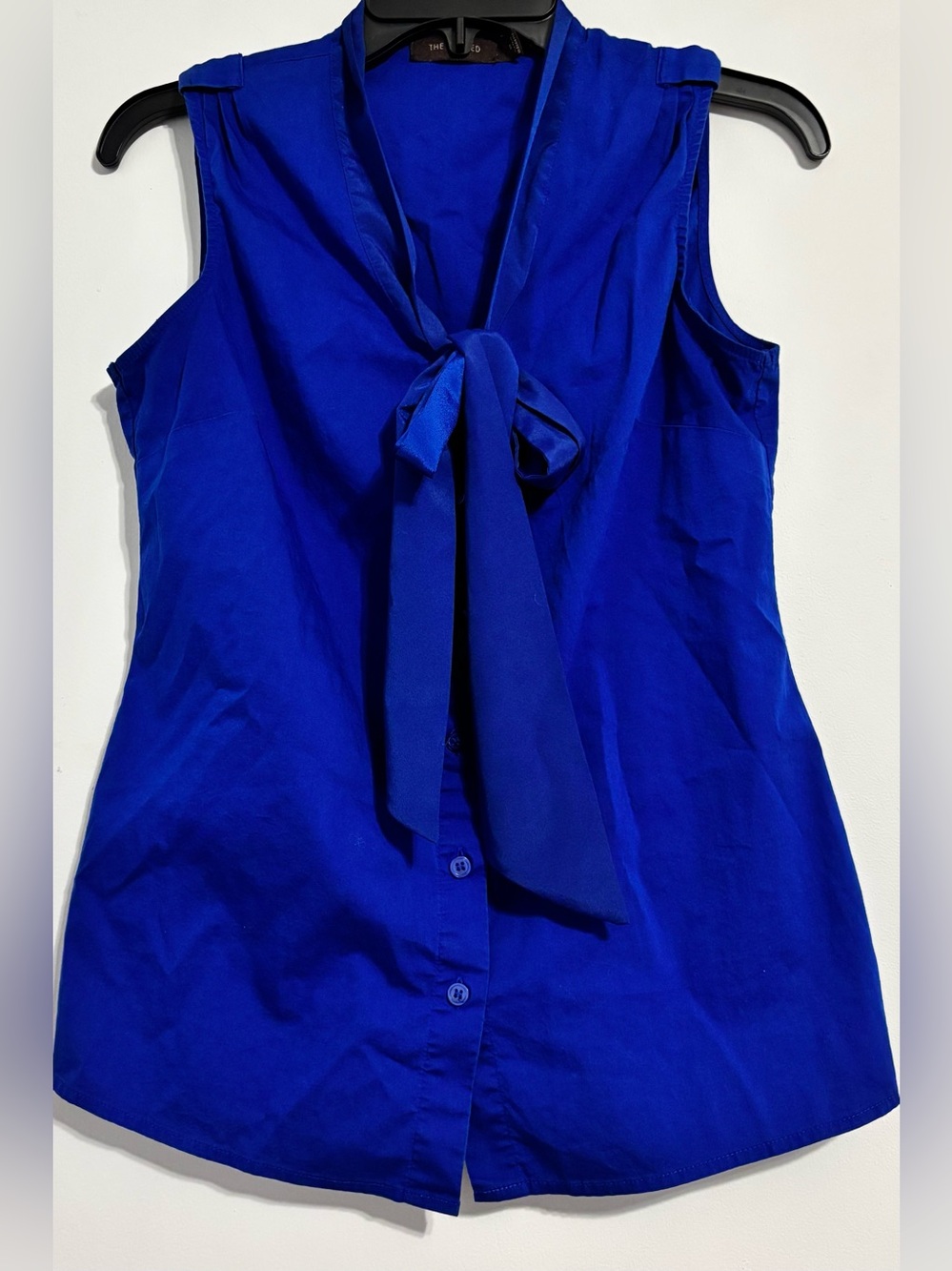 The Limited Sleeveless Bow-Tie Blouse in Cobalt Blue